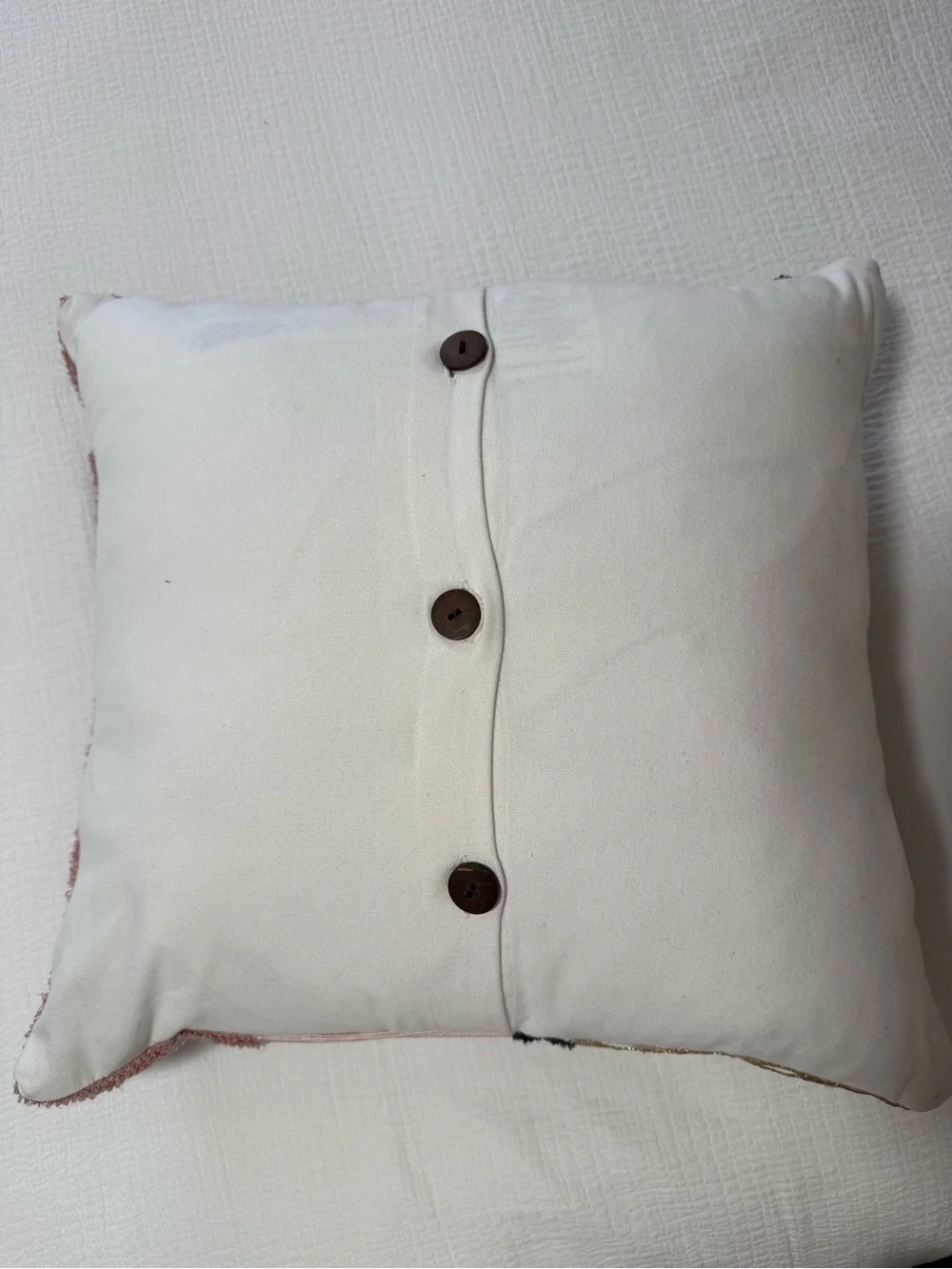 West Elm Abstract Geo Tufted Pillow in Pink, Black, Gold, Rust, Cream